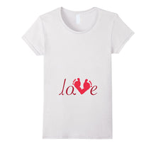 Women's Baby Footprints Valentine's Day T-shirt For Mom Mommy Women-Amazon