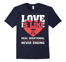 Love Is Like Pi Never Ending Funny Valentine T-Shirt-Amazon
