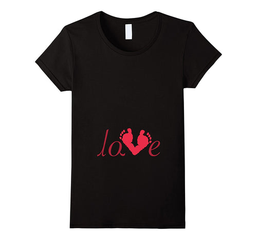 Women's Baby Footprints Valentine's Day T-shirt For Mom Mommy Women-Amazon