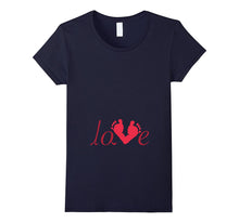 Women's Baby Footprints Valentine's Day T-shirt For Mom Mommy Women-Amazon