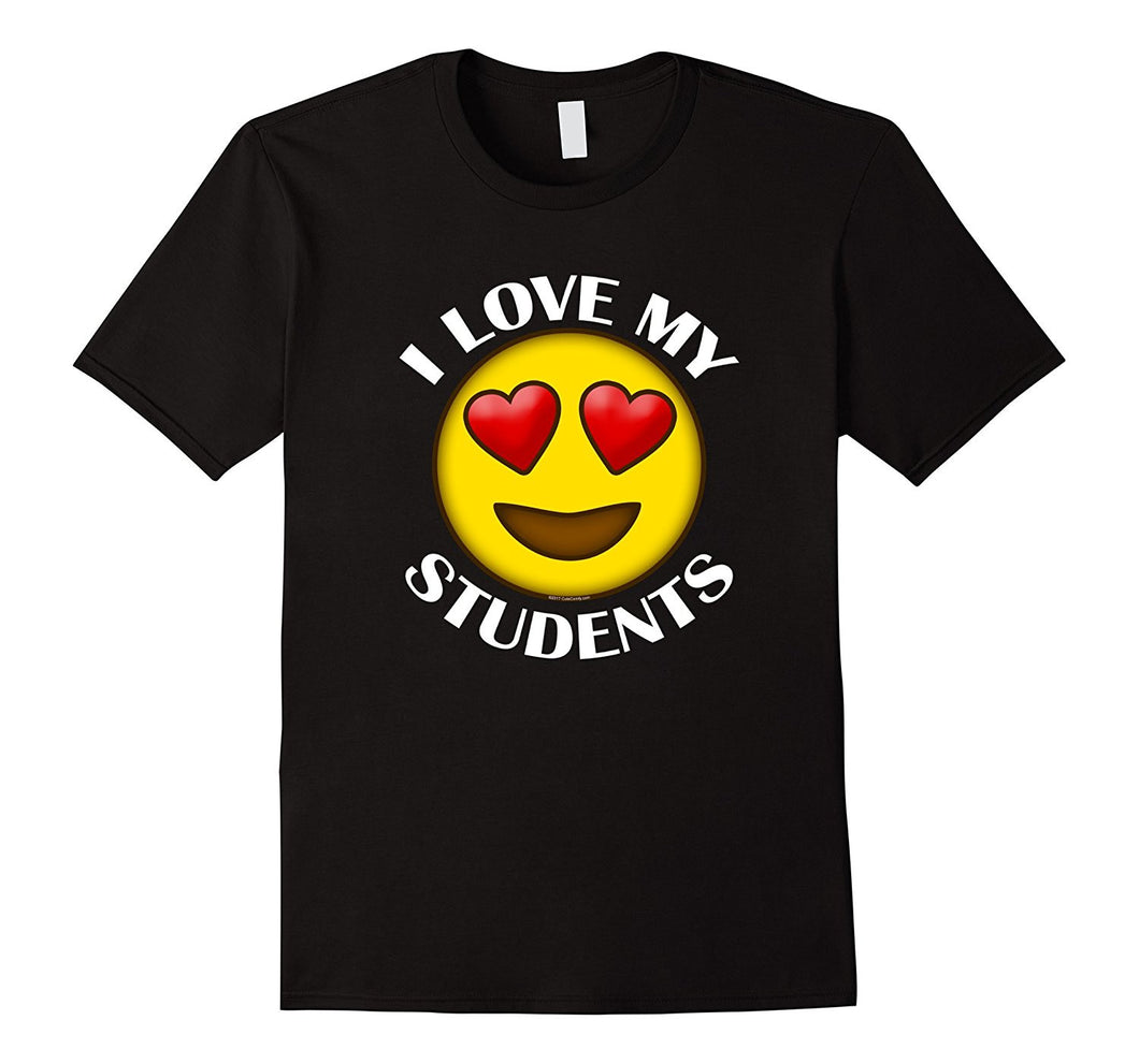 Teacher Emoji Hearts Love My Students Valentines Day T-Shirt-Amazon