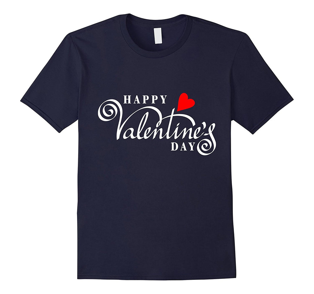 Happy Valentine's Day T-shirt with Cool Cursive Font & Heart-Amazon