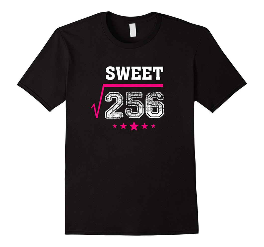 Square Root of 256 Sweet 16 Years Old 16th Birthday T-Shirt-Amazon