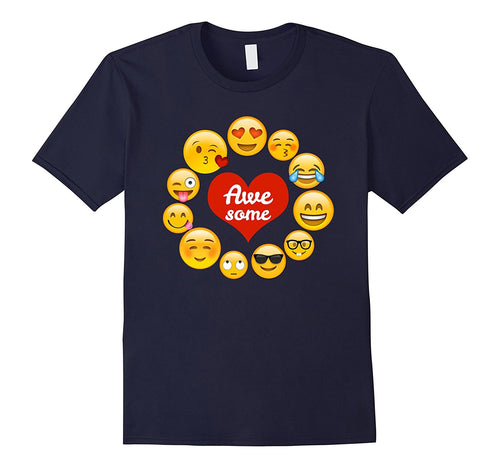 Valentine's Day Shirt Emoji Heart Saying Awesome Heart Kiss-Amazon
