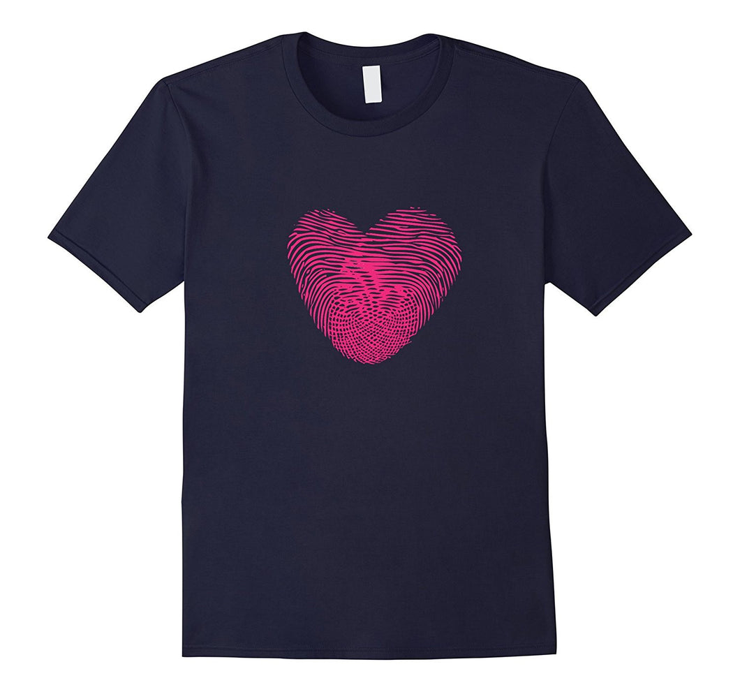 Fingerprint Pink Heart Valentines day T-Shirt-Amazon