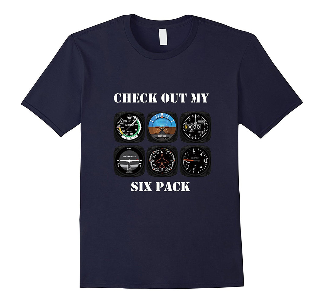 Pilot Aviation Check Out My Six Pack Flying Airplane T-Shirt-Amazon