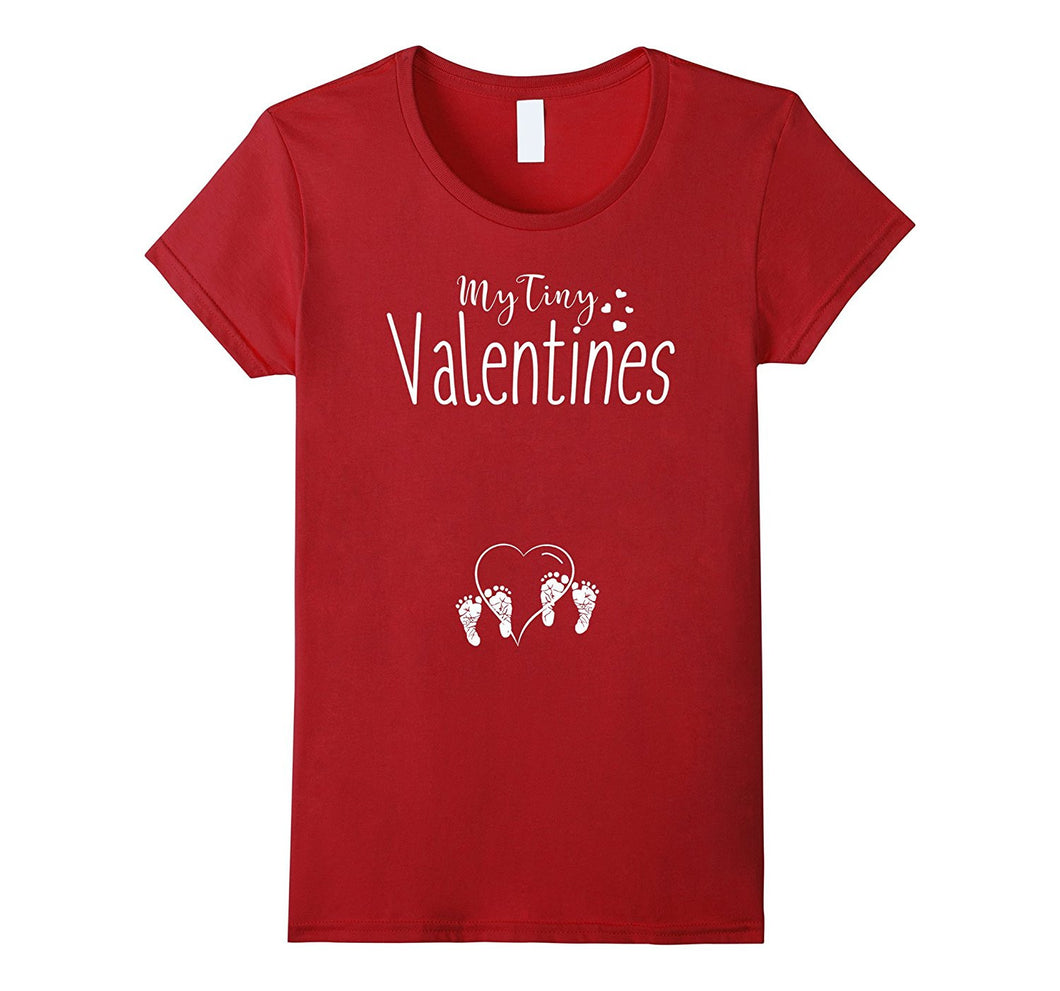 Women's My Tiny VALENTINES Twins Mom Pregnancy T Shirt-Amazon