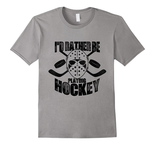 I'd Rather Be Playing Hockey  I Love Hockey T-Shirt-Amazon