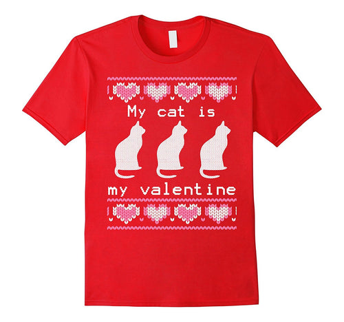 Ugly Valentines Day Sweater My Cat Is My Valentine T-Shirt-Amazon