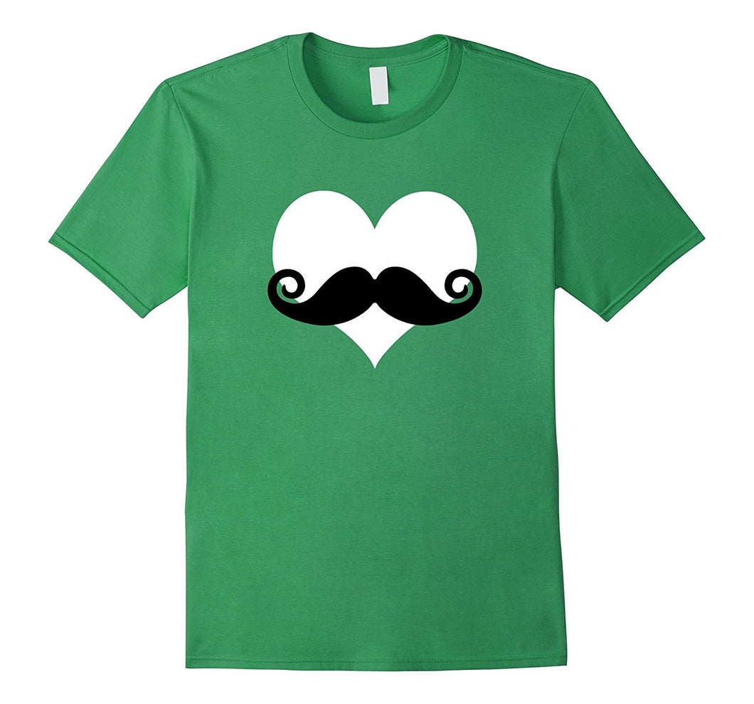 Mustache Heart Valentines Day T-Shirt-Amazon