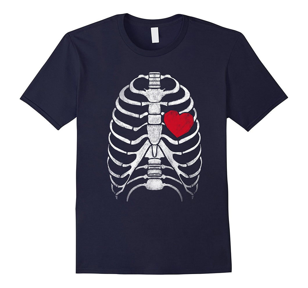 Valentine's Day Skeleton Ribcage With Heart T-Shirt-Amazon