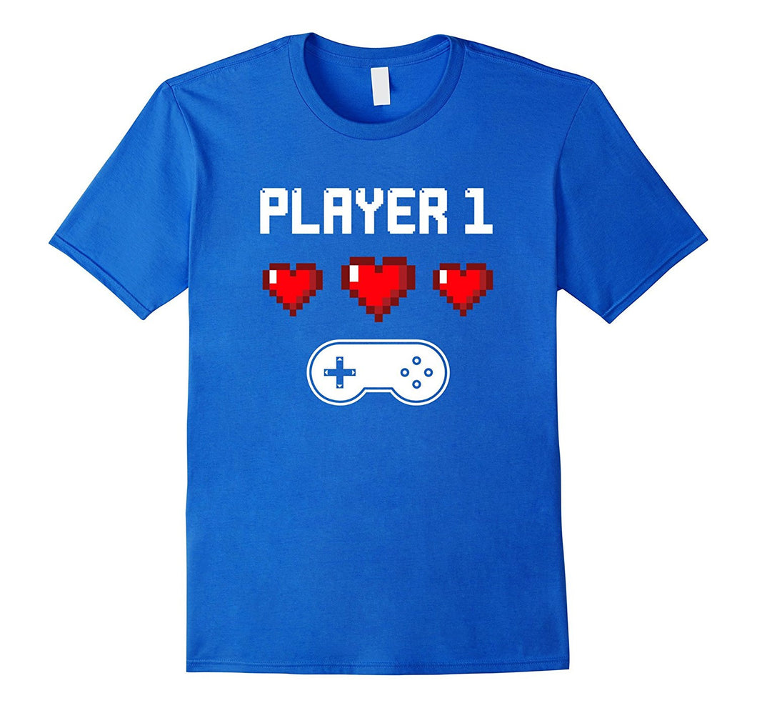 Player 1 T-shirt | Video Game Couples Shirt | Pixel Heart-Amazon