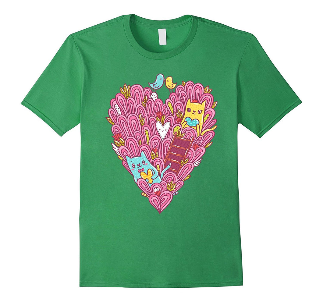 Valentines Day Shirt For Women Girls Love cats Heart-Amazon