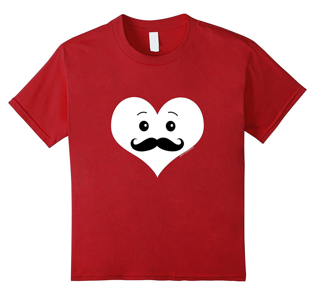 Kids Cute Smiley Heart Mustache Valentines Day Boys Kids T-Shirt-Amazon
