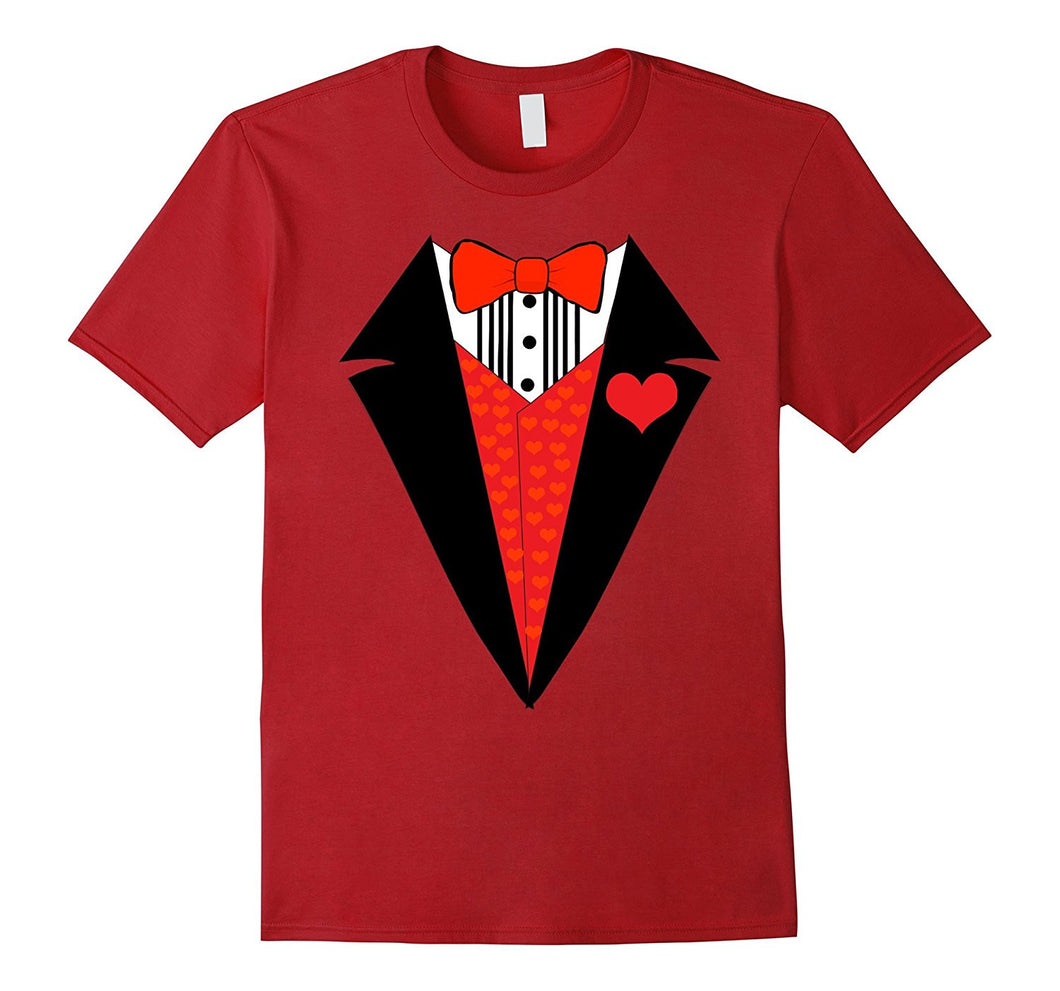 Valentine's Day Shirt For Boys Hearts Tuxedo Bow Tie Tee-Amazon