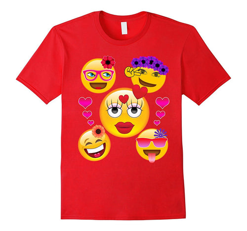 Valentine's Day Cool Emoji T-Shirt for Girls and Women-Amazon