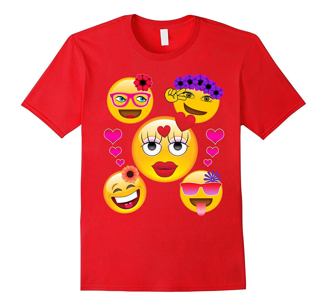 Valentine's Day Cool Emoji T-Shirt for Girls and Women-Amazon