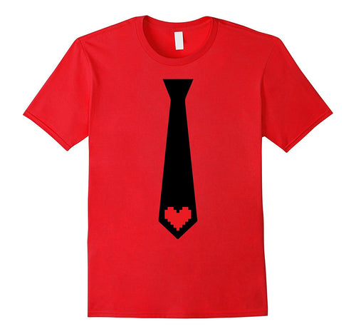 Valentines Day Gift for Men and Boys Tie Pixel Heart T-Shirt-Amazon