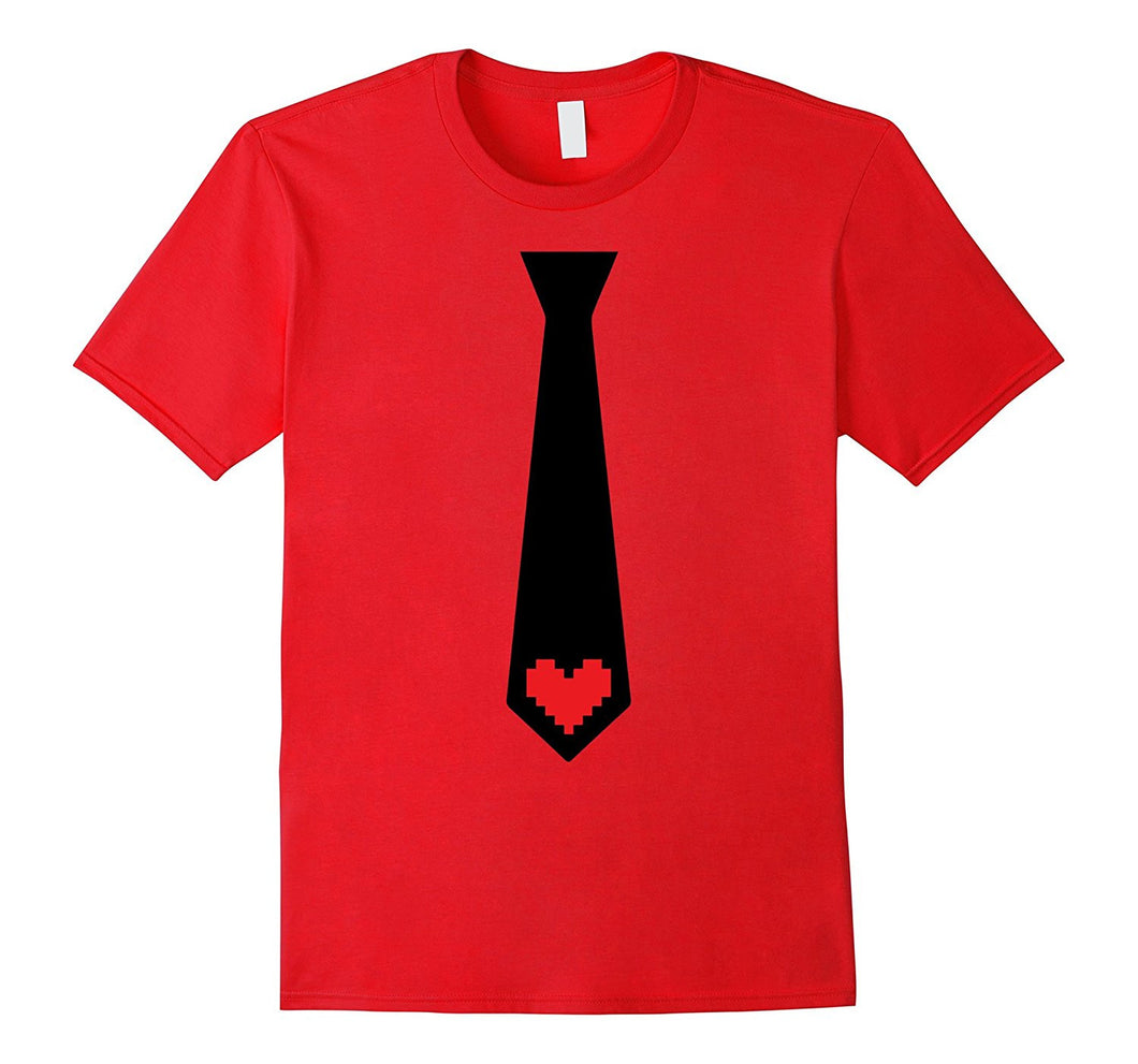 Valentines Day Gift for Men and Boys Tie Pixel Heart T-Shirt-Amazon