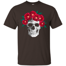 Hot-Red-Flower-Skull-3D-T-Shirt