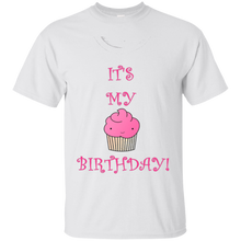 Girly-it's-my-birthday-pink-cupcake-T-Shirt