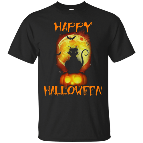 Happy-halloween-black-cat-T-shirt