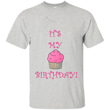 Girly-it's-my-birthday-pink-cupcake-T-Shirt
