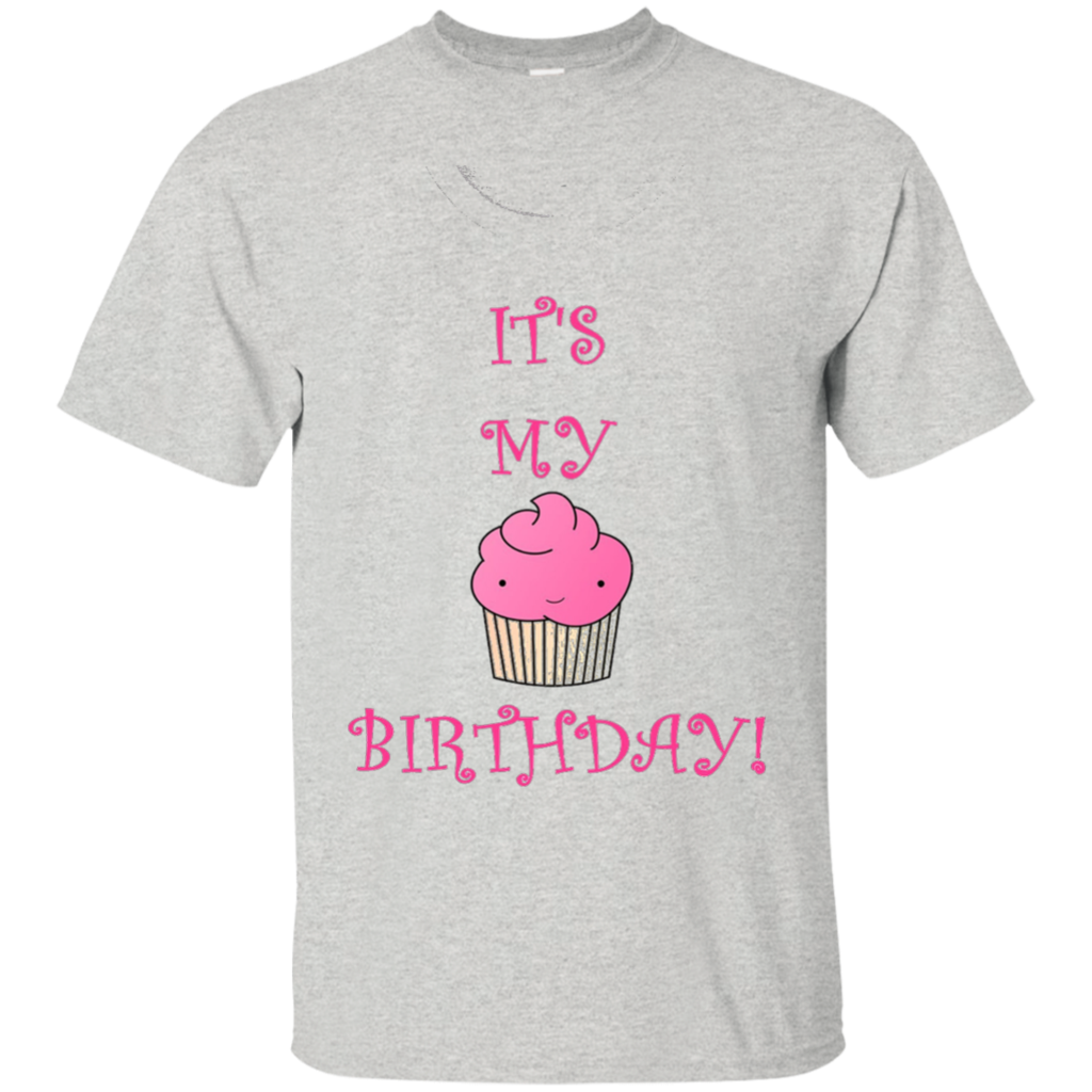 Girly-it's-my-birthday-pink-cupcake-T-Shirt