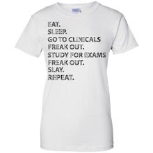 Funny-Nurses-shirt--Eat-sleep-go-to-clinicals-freak-out-tee