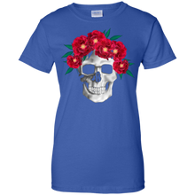 Hot-Red-Flower-Skull-3D-T-Shirt