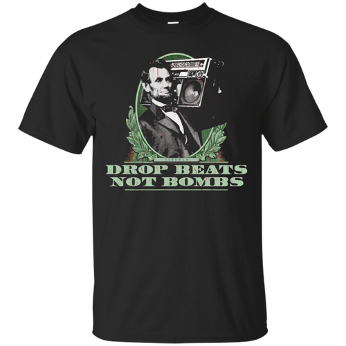 DROP-BEATS-NOT-BOMBS---ABE-LINCOLN-(DISTRESSED-LOOK)-T-SHIRT