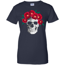 Hot-Red-Flower-Skull-3D-T-Shirt