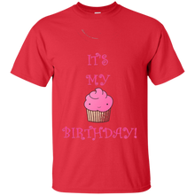 Girly-it's-my-birthday-pink-cupcake-T-Shirt