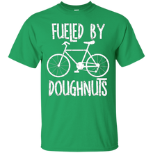 Fueled-By-Doughnuts-Rough-White-Text-Funny-Bicycle-T-Shirt