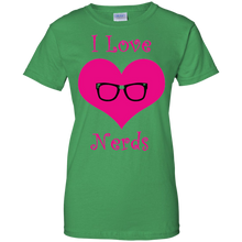 Girly-I-love-Nerds-pink-heart-T-Shirt