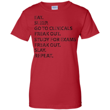 Funny-Nurses-shirt--Eat-sleep-go-to-clinicals-freak-out-tee