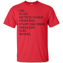 Funny-Nurses-shirt--Eat-sleep-go-to-clinicals-freak-out-tee