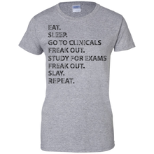 Funny-Nurses-shirt--Eat-sleep-go-to-clinicals-freak-out-tee