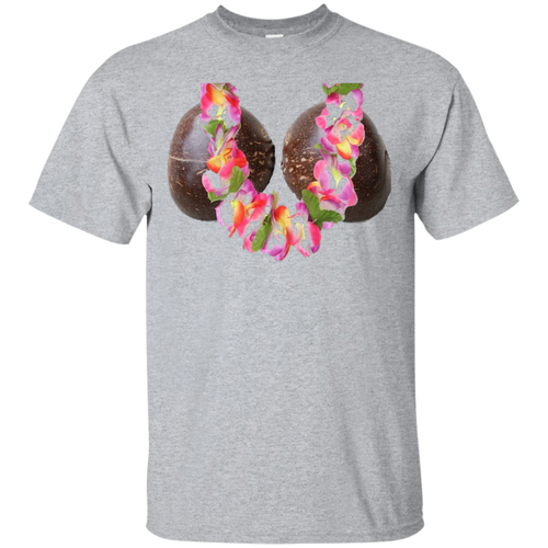 Hawaiian-Luau-Tiki-Coconut-Bra-Flower-Lei-Tee-Shirt-Costume