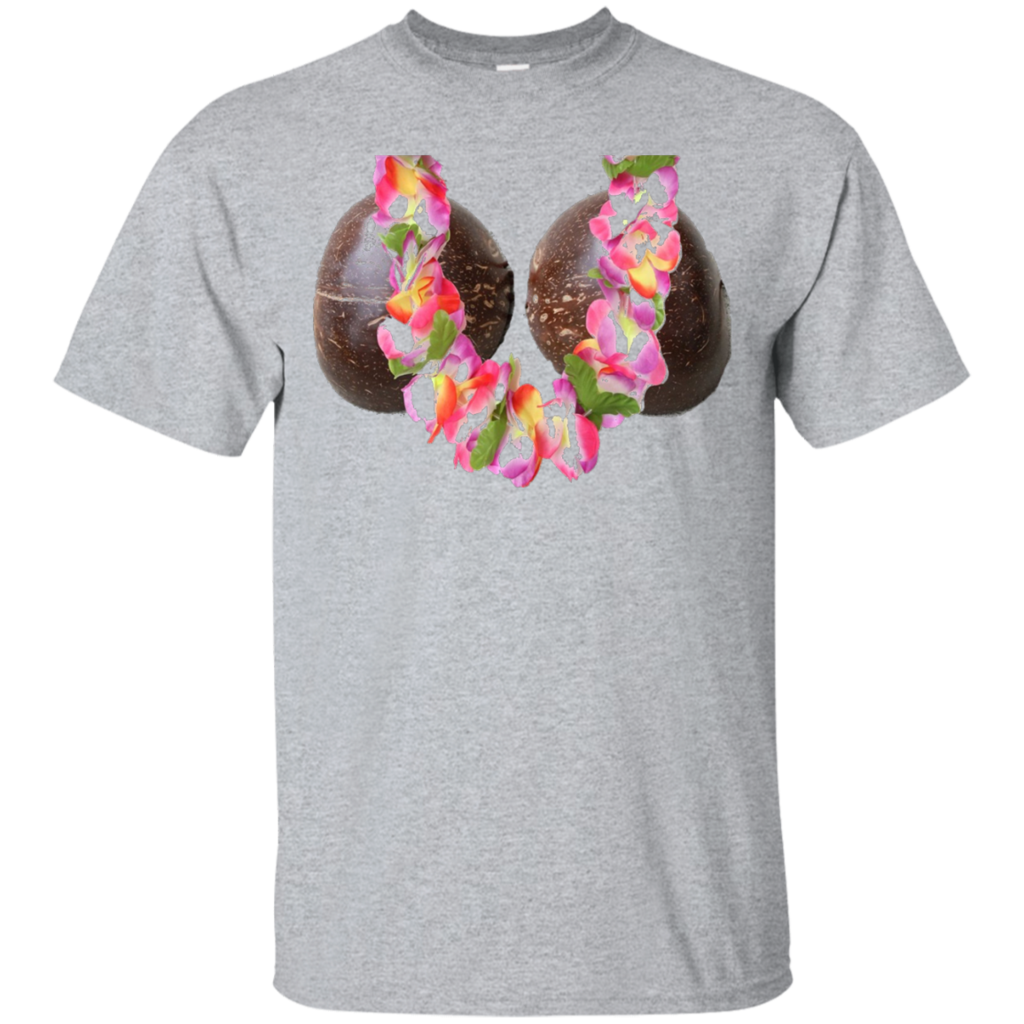 Hawaiian-Luau-Tiki-Coconut-Bra-Flower-Lei-Tee-Shirt-Costume