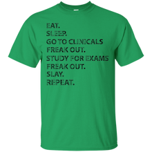 Funny-Nurses-shirt--Eat-sleep-go-to-clinicals-freak-out-tee