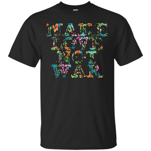 Hip-hop-flower-t-shirt-Make-love-not-war-shirt