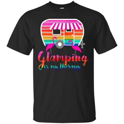 Glamping-is-my-Therapy-Camper-Flamingo-Tee-Shirt