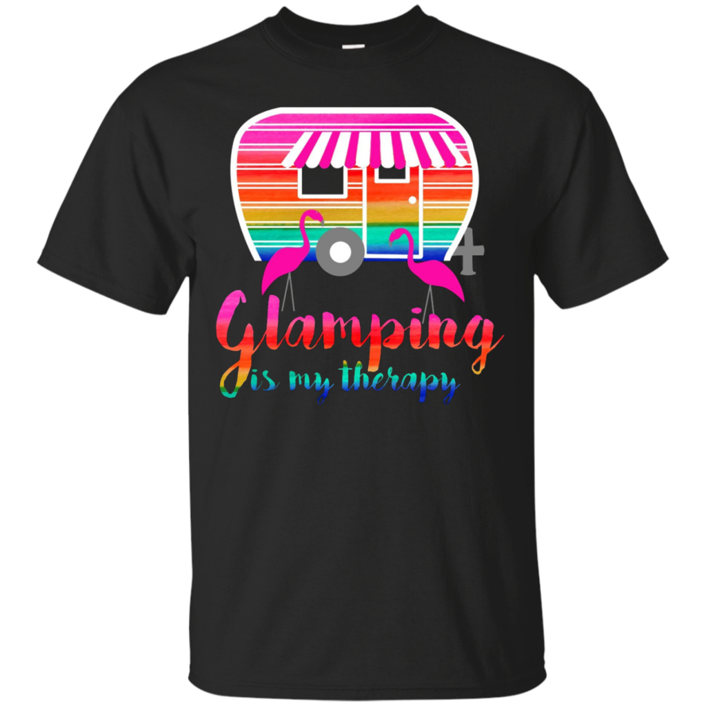 Glamping-is-my-Therapy-Camper-Flamingo-Tee-Shirt