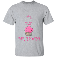 Girly-it's-my-birthday-pink-cupcake-T-Shirt