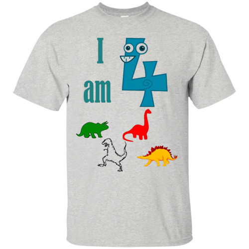 I-am-4-Four-Dinosaurs-Birthday-Funny-T-Shirt-Kids-Boys-Girls