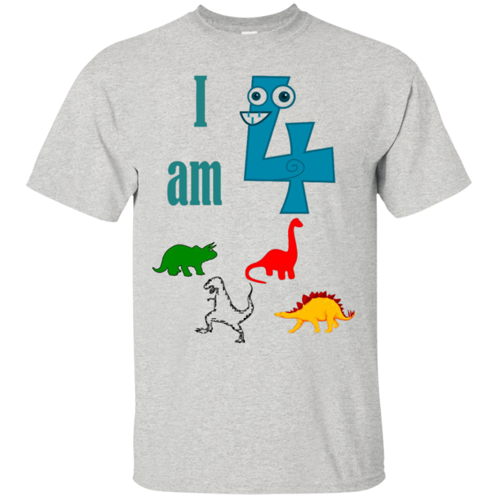 I-am-4-Four-Dinosaurs-Birthday-Funny-T-Shirt-Kids-Boys-Girls