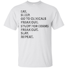 Funny-Nurses-shirt--Eat-sleep-go-to-clinicals-freak-out-tee