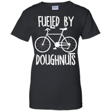 Fueled-By-Doughnuts-Rough-White-Text-Funny-Bicycle-T-Shirt