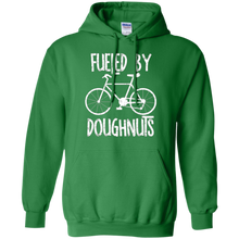Fueled-By-Doughnuts-Rough-White-Text-Funny-Bicycle-T-Shirt